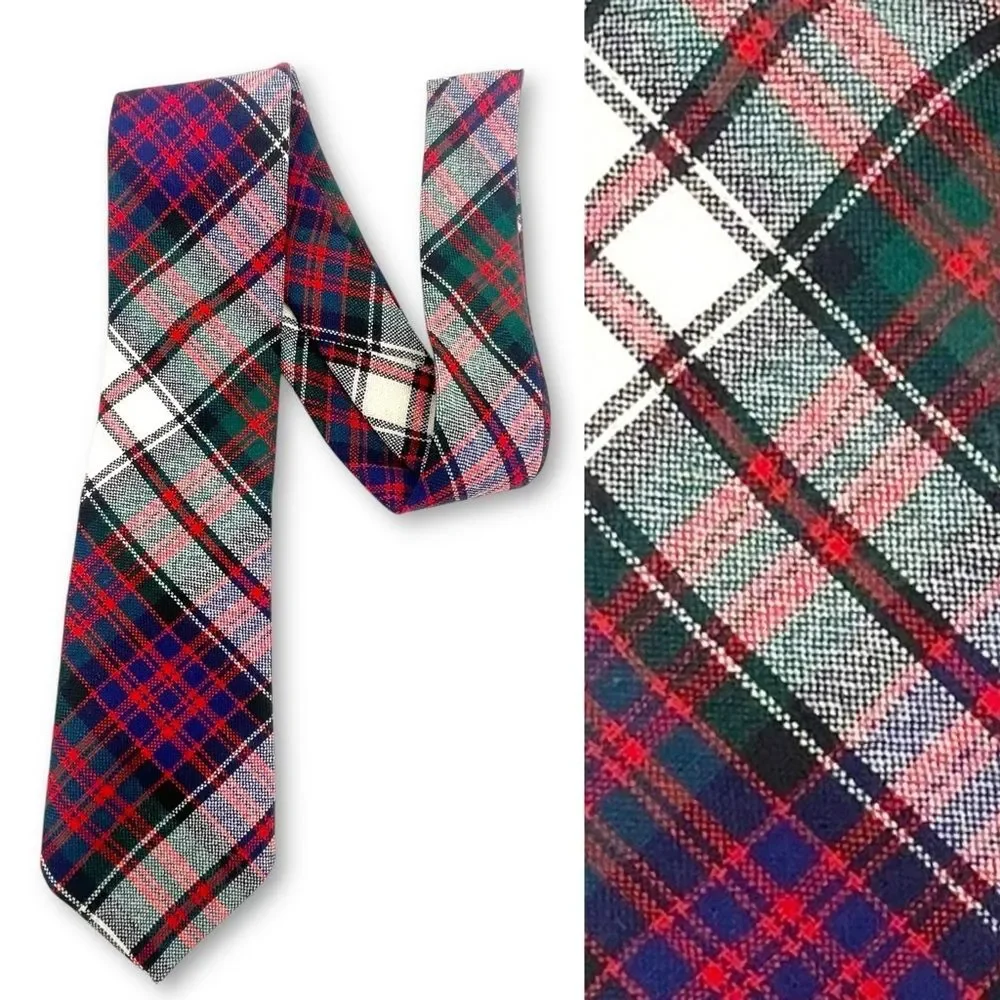 MacDonald Tartan Neck Tie 100% Wool Scottish Family Clan Men’s Plaid Necktie